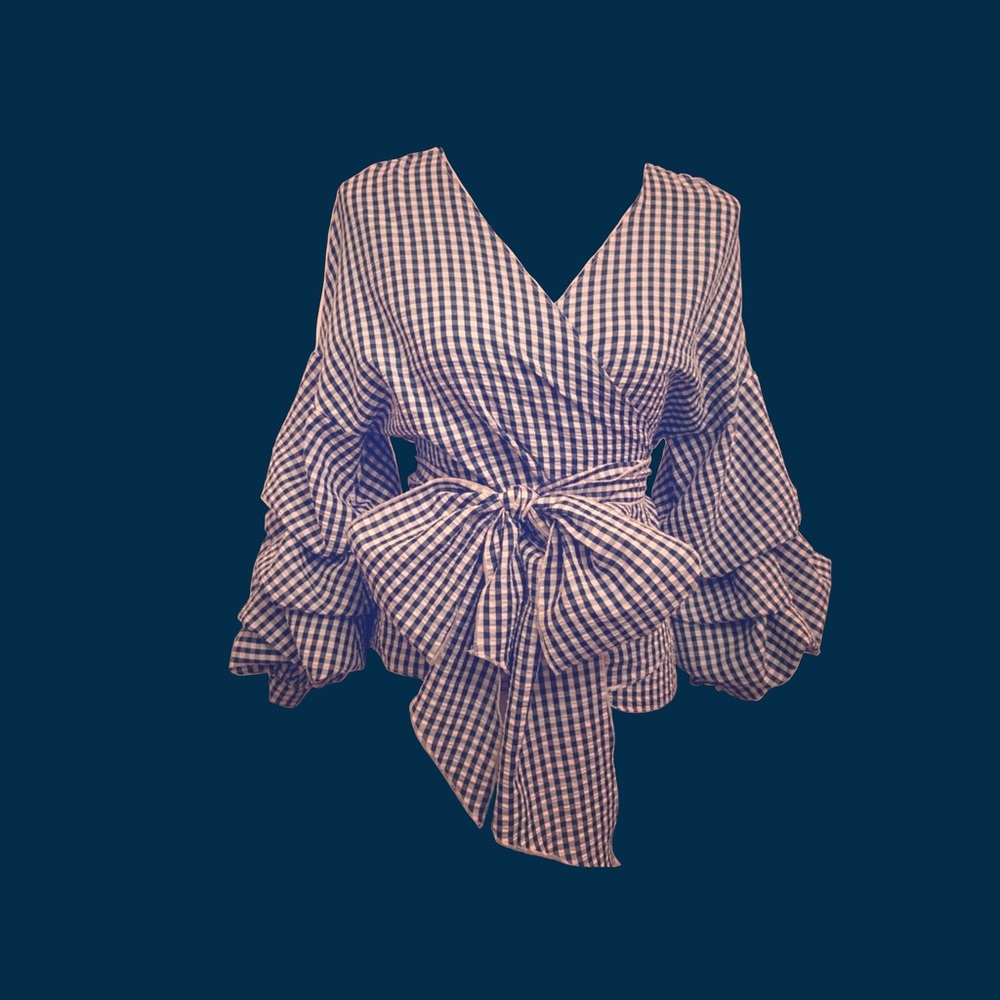 ❌sold❌Wrap Blouse with Puffy Sleeves